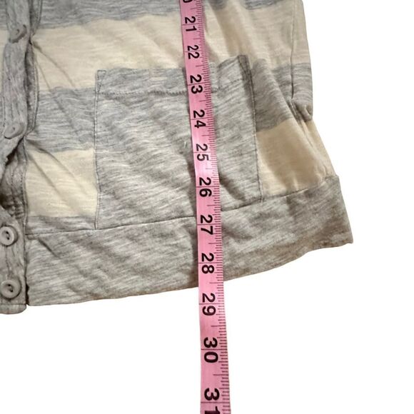 Top Shop ~ Long Striped Cardigan ~ very lightweight ~ cream and grey ~ size 6 - Picture 8 of 10